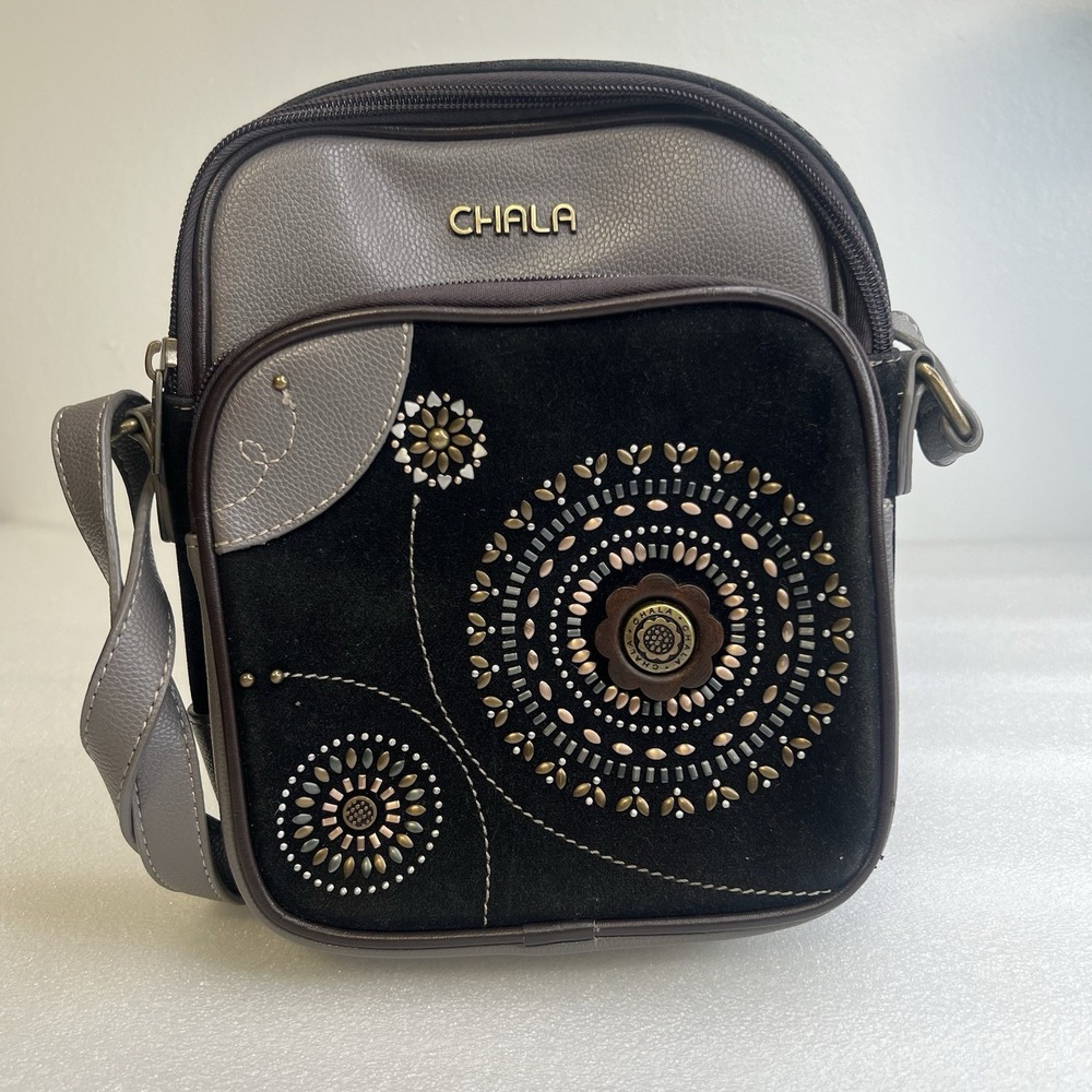 Chala Dazzled Cell Phone Crossbody Purse Bag Black Starburst Charms